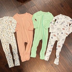 Scainf Bamboo Zippered Convertible Footie Set of 4 - 12-18m NEW